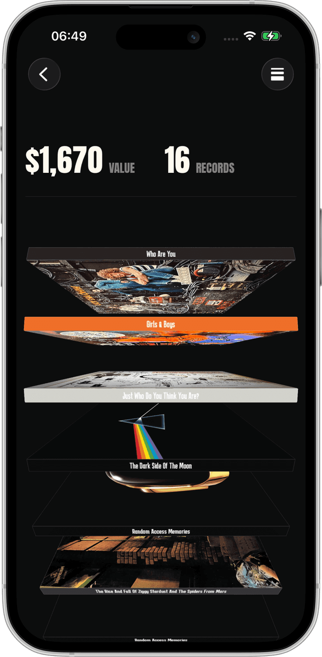 VinylScan Collection View - Track your vinyl collection value